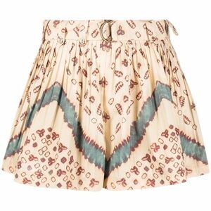 Ulla Johnson Cream and Brown Patterned High Waist Shorts